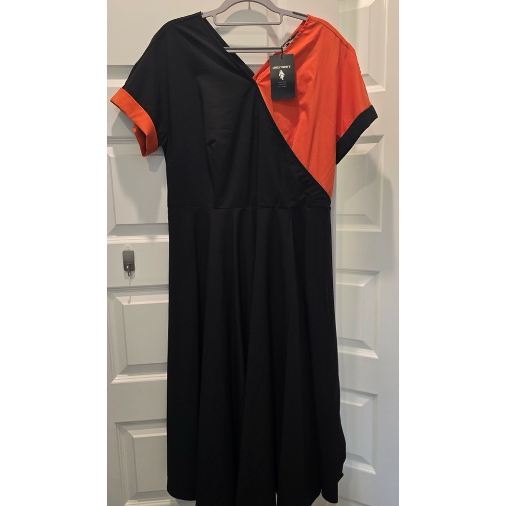 Lively Ghosts Stylish Black and Orange Dress